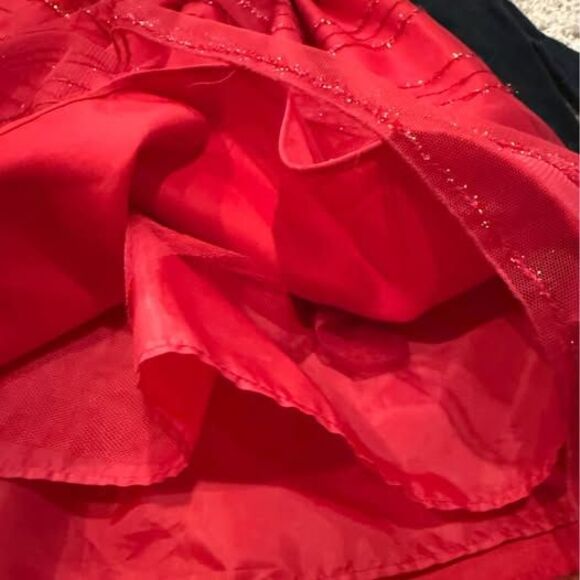 Girls Youngland Boutique Red/Black Christmas Twirl Dress Formal + Tights Size 4 - Picture 4 of 7